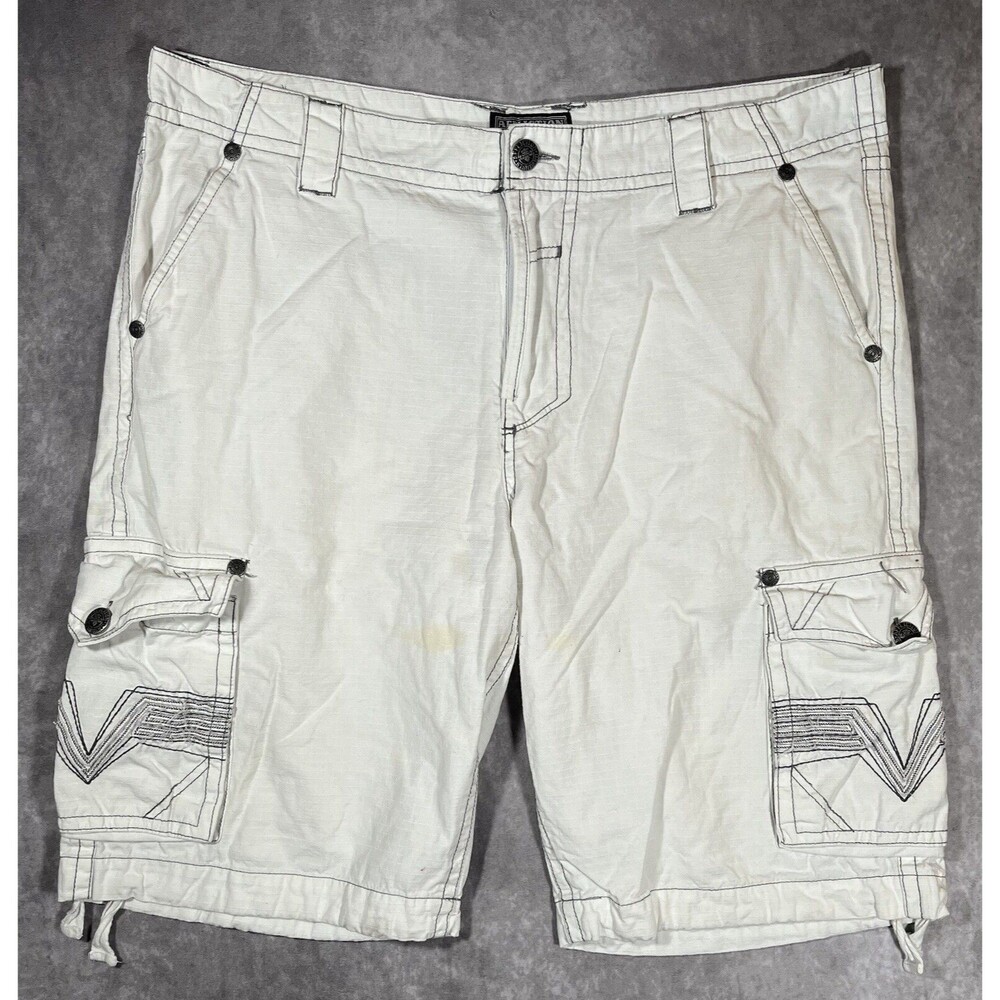 Affliction Shorts Mens 38 White Denim Jean Shorts Y2K Cargo